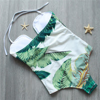 Sexy Leaf Print Swimsuit - Queenruler