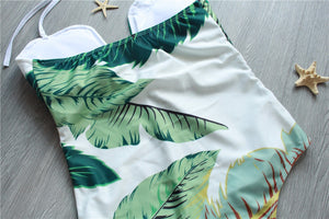 Sexy Leaf Print Swimsuit - Queenruler