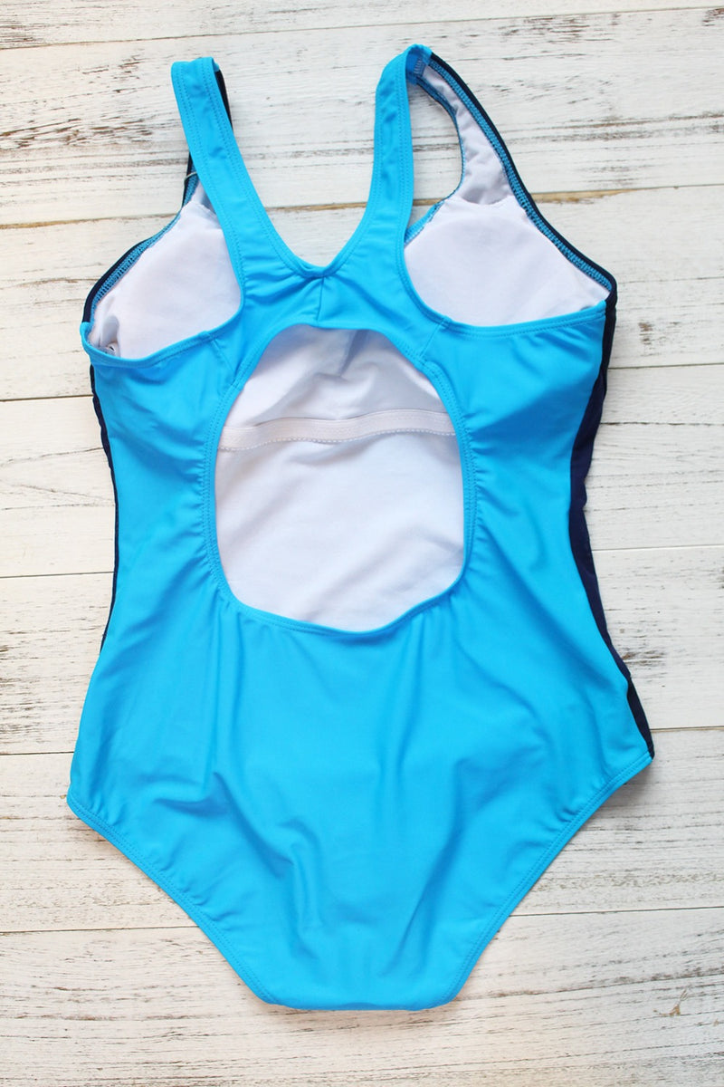 One Piece Fashion Swimsuit (Blue) - Queenruler