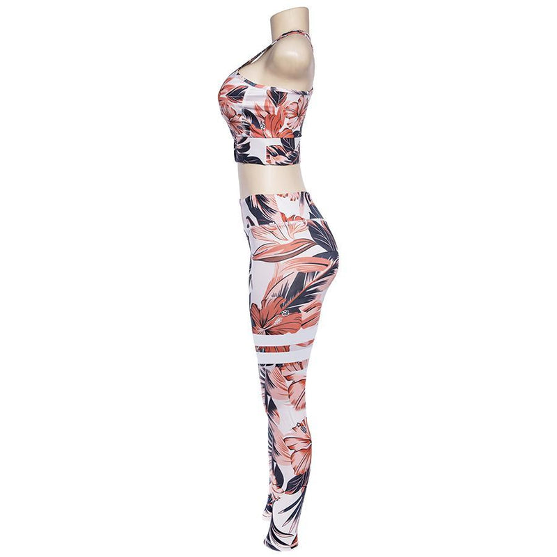 Floral Fitness 2 Piece Set (Orange) - Queenruler