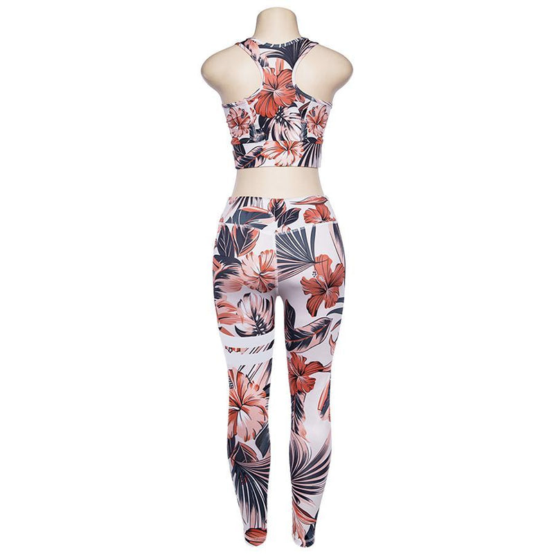 Floral Fitness 2 Piece Set (Orange) - Queenruler
