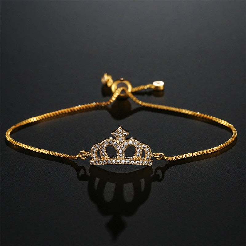 Luxury Zirconia Cubic Queen Crown Bracelet