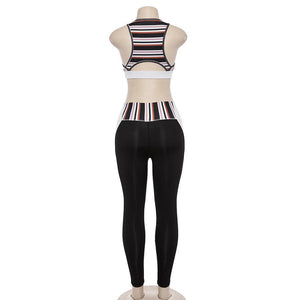 Two Piece Stripe Sports Wear - Queenruler