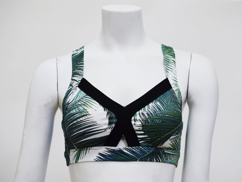 Leaves Print Sport Leggings (Green) - Queenruler