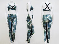 Leaves Print Sport Leggings (Green) - Queenruler
