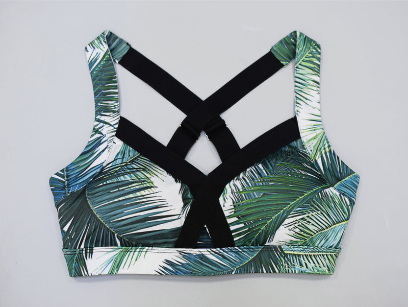 Leaves Print Sport Leggings (Green) - Queenruler