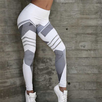 Breathable Yoga Set (Geometrical Design White) - Queenruler