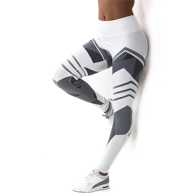 Breathable Yoga Set (Geometrical Design White) - Queenruler