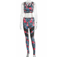 Red Flower Print Yoga Set - Queenruler