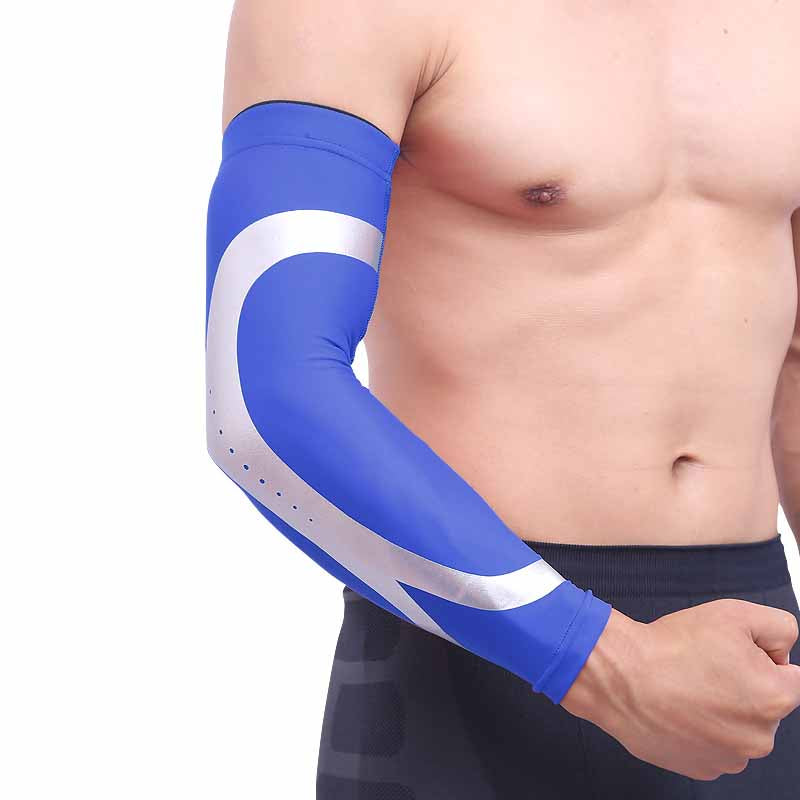 Man wearing Blue Sports Warmer Arm  Sleeves| Queenruler