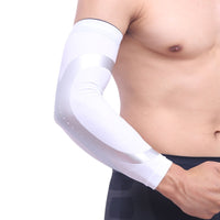 Man Wearing White Sports Warmer Arm  Sleeves| Queenruler