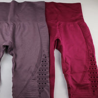 Seamless Tummy Control Leggings (Wine Red) - Queenruler