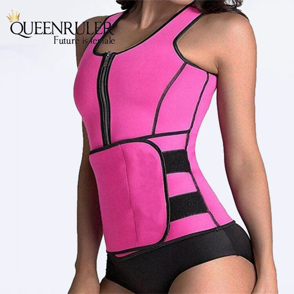 2018 Neoprene Sauna Suit Tank Top Vest Waist Trimmer with Adjustable Waist Trainer Belt Slim Waist Super Quality For Lost Weight - Queenruler